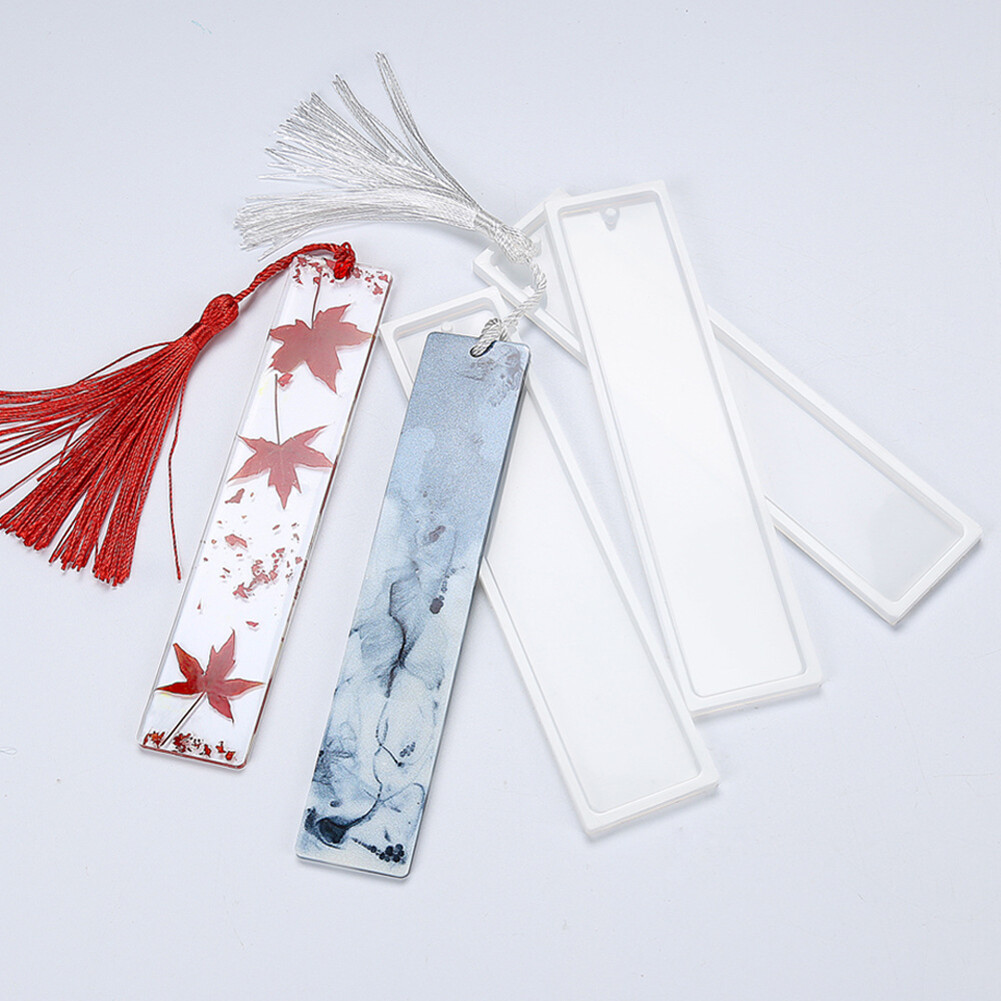2pcs Silicone Bookmark Mold Rectangle DIY Mould Resin Bookmark Jewelry Keychain DIY Craft Silicone Transparent Mold