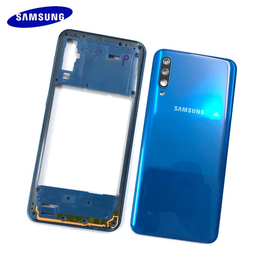 For samsung a50 2019 a505 a505f a505ds housing case middle frame cover+battery back cover rear cover+camera lens cover