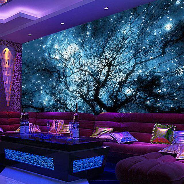 3D Wallpaper Vinyl Wall Sticker Abstract Art Blue Starry Sky Trees Wall Mural Living Room Hotel Bedroom Luxury Decor Wallpaper