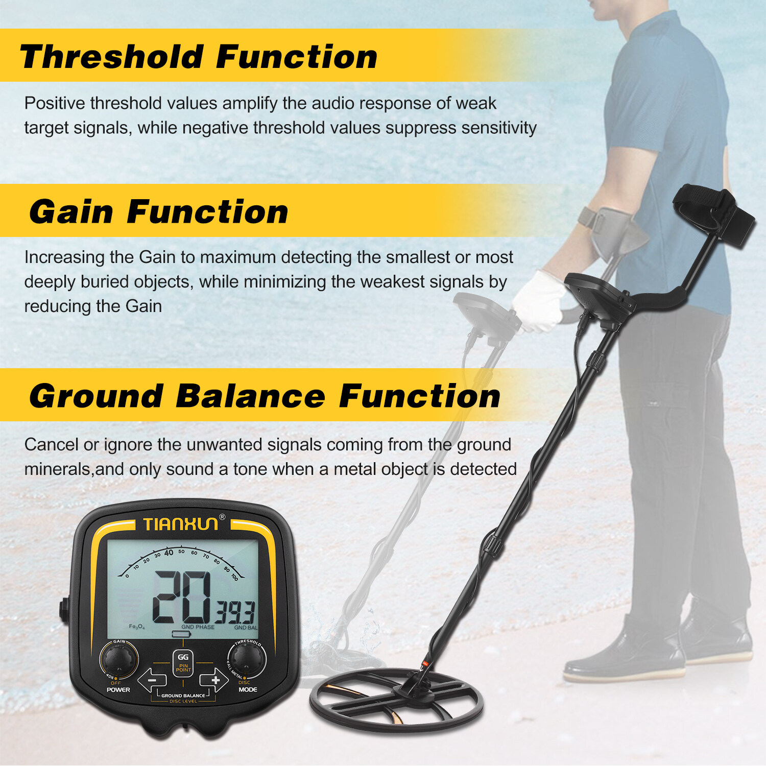 TX850 3.7-i-nch LCD Metal Detector for Gold Prospecting Relic Hunting ...