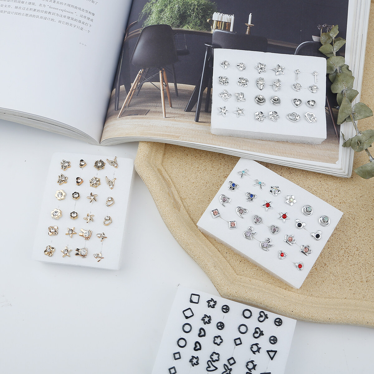 12 Đôi Bông Tai Thời Trang Hàn Quốc Bộ Khuyên Tai Nhựa Hình Học Đính Đá Hoa Kim Loại Màu Vàng Bạc Phong Cách Hỗn Hợp Cho Nữ Trang Sức Đơn Giản Cho Nữ