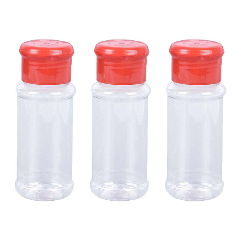 LovingLife 3Pcs 100ml Plastic Spice Salt Pepper Shakers Seasoning Jar BBQ Condiment Vinegar Bottling