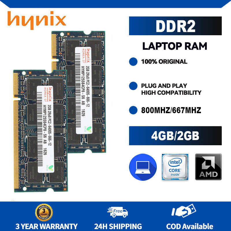 Hynix 2GB 4GB DDR2 667MHz 800MHz PC2-5300S PC2-6400S 2Rx8 200Pin