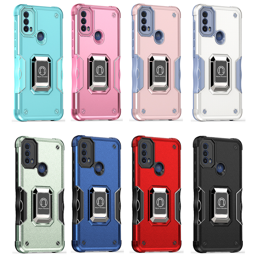 KEYSION Ốp Giáp Chống Sốc Cho Motorola MOTO E40 E30 E20 Ốp Lưng Điện Thoại Có Giá Đỡ Vòng Nhẫn Bằng Silicon + PC Cho MOTO G22 G200 5G G50