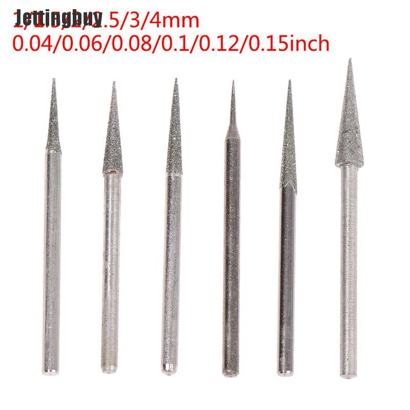 [Jettingbuy] 6Pcs 1-4mm Diamond Grinding Head Needle Bits Burrs Engraving Carving Tool 2.35mm