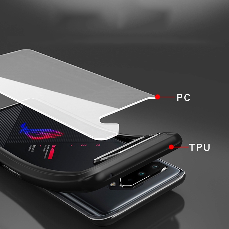 For Asus ROG Phone 5 Clear PC+TPU Shockproof Protective Case(Black)