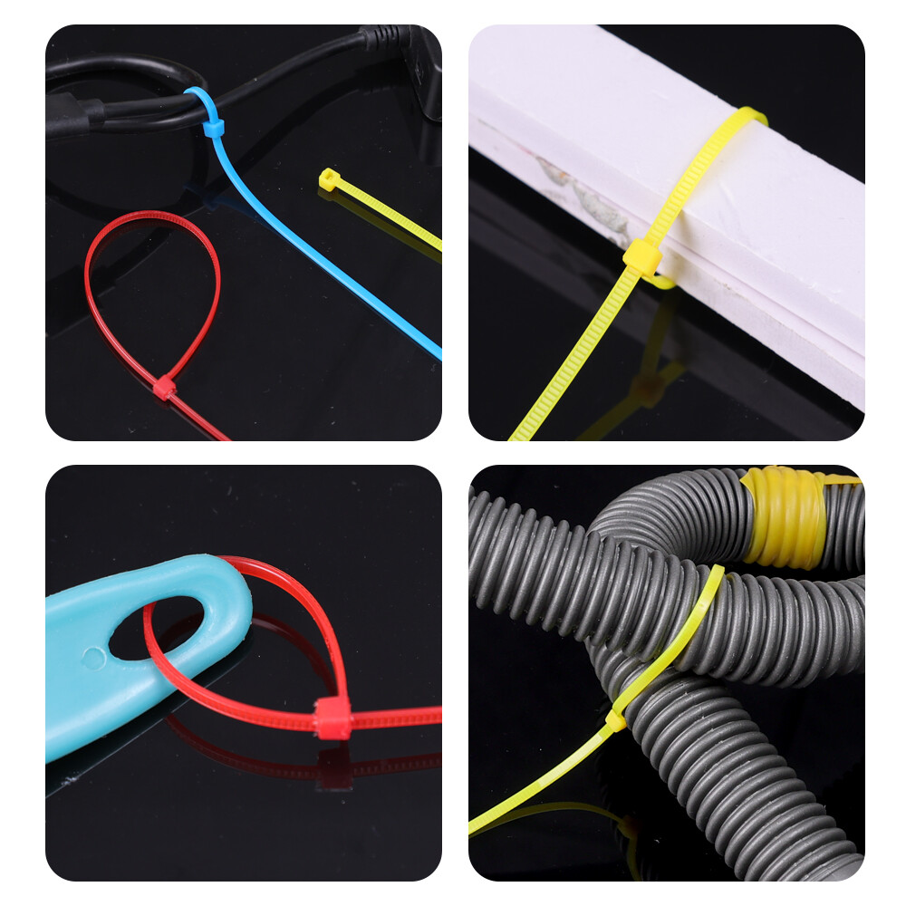 200Pcs Nylon Cable Ties Adjustable Self-locking Cord Ties Straps Fastening Loop Reusable Plastic Wire Ties for Home Office