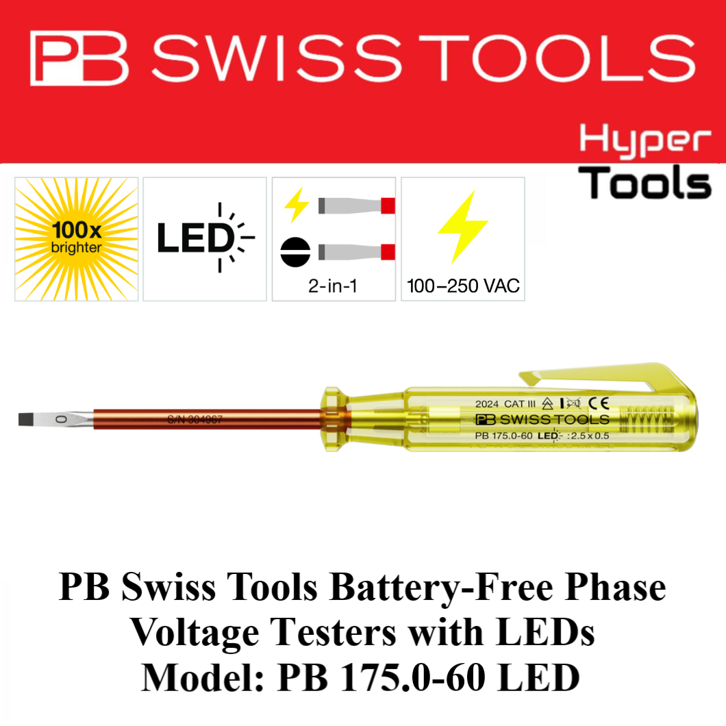 PB Swiss PB 175.0-60 LED 100-250 VAC Phase Tester & Slotted Screwdrive – Haus Of Tools