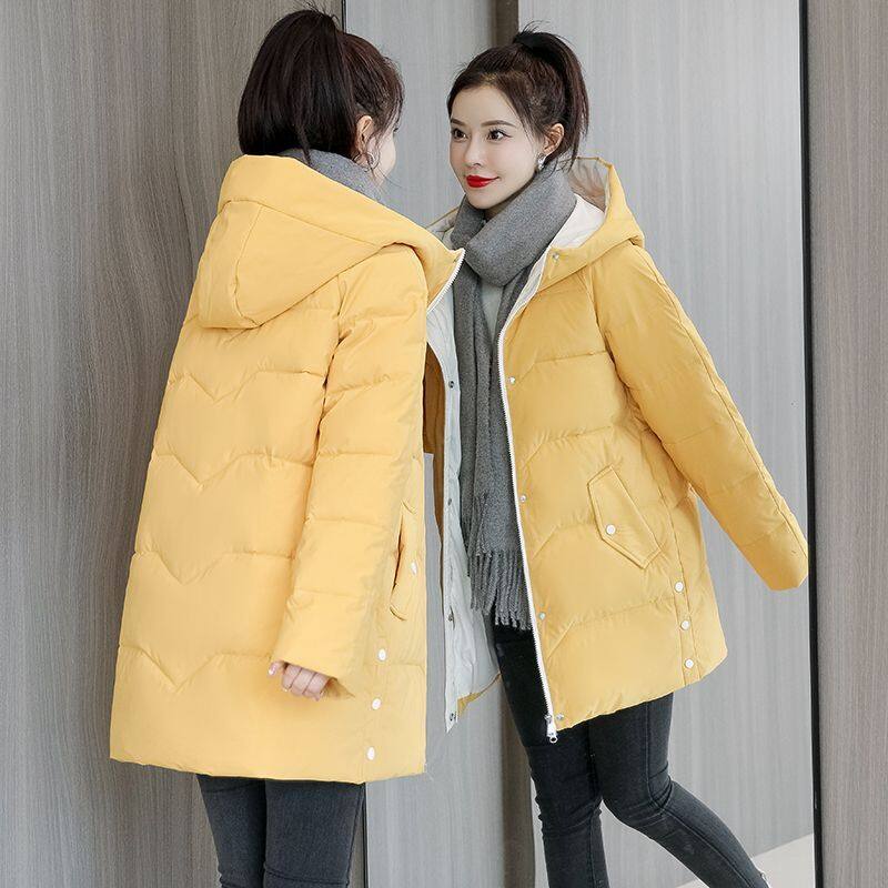 Down Cotton Jacket Women's Medium Length 2022 New Korean Version Loose Thin Thickened Large Cotton Jacket Winter Coat