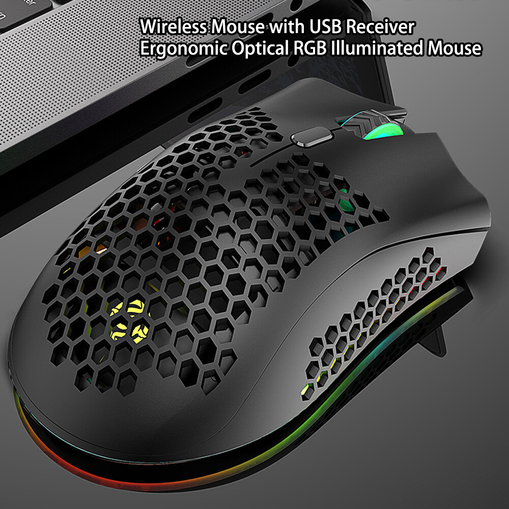 Chuột Không Dây Có Đầu Thu USB Chuột Quang RGB Chiếu Sáng Công Thái Học DPI 3 Cấp Với Bánh Xe Cuộn 2 Nút Bấm Tích Hợp 400MAh Công Suất Cao Pin Sạc Được Cho Máy Tính Xách Tay Máy Tính E-thể Thao Di Động