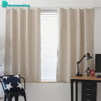 Full Blackout Shading Stars Bedroom Balcony Curtains Hook Grommet