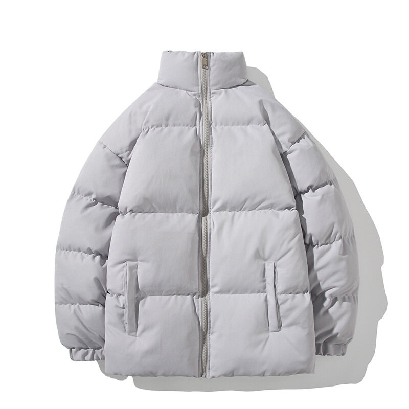 ASRV Men's large size loose solid color cotton jacket thick stand collar cotton jacket men's cotton clothing