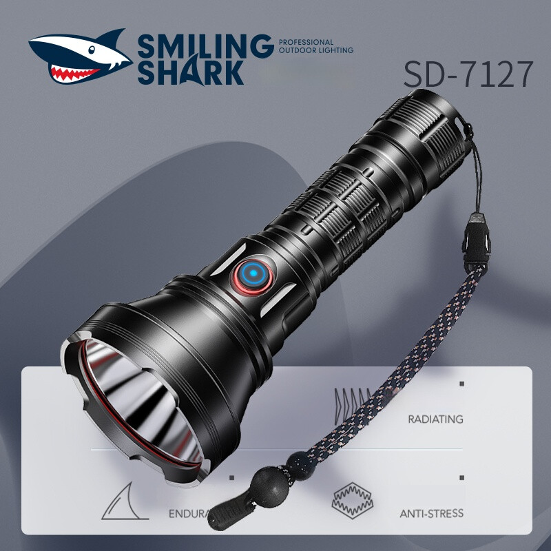 Smiling Shark Original flashlight SD7127Super bright Torch light Rechargable LED USB fast charge Walking Camping Fishing T90 High Lumen