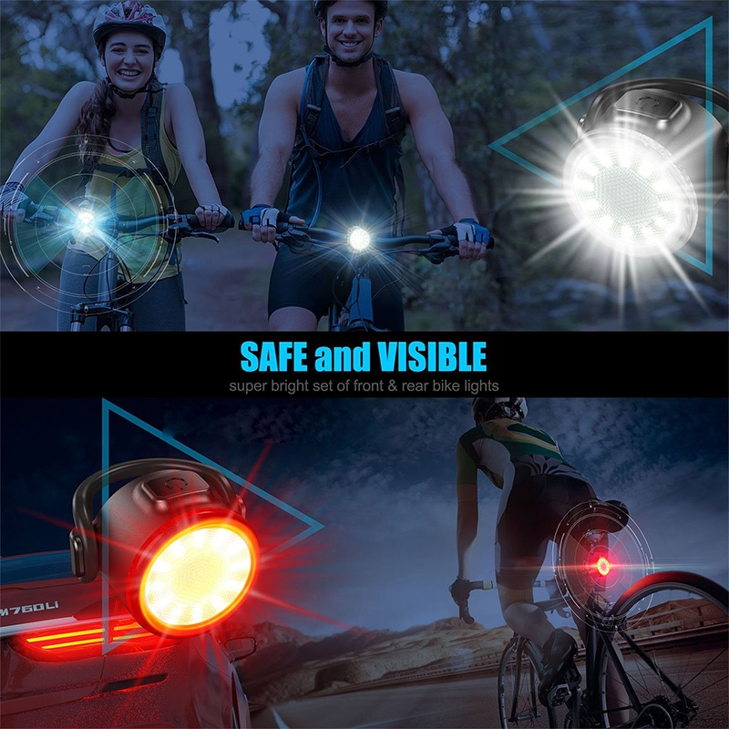 Bộ Đèn Xe Đạp Đèn Hậu Đèn Cảnh Báo An Toàn Xe Đạp Chống Nước Sạc Được Cổng USB Đèn Pha Phía Trước Đèn Xe Đạp Kèm Đèn Hậu