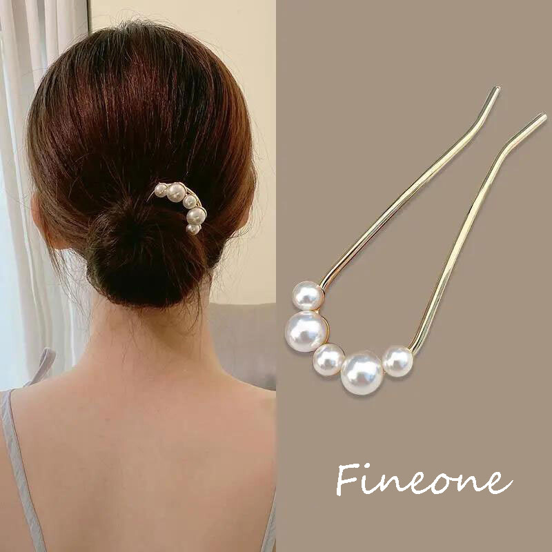 Vintage Metal U Shape Hair Sticks Elegant Pearl Hair Clips Hairpins Barrettes For Women Hair Accessories Headwear