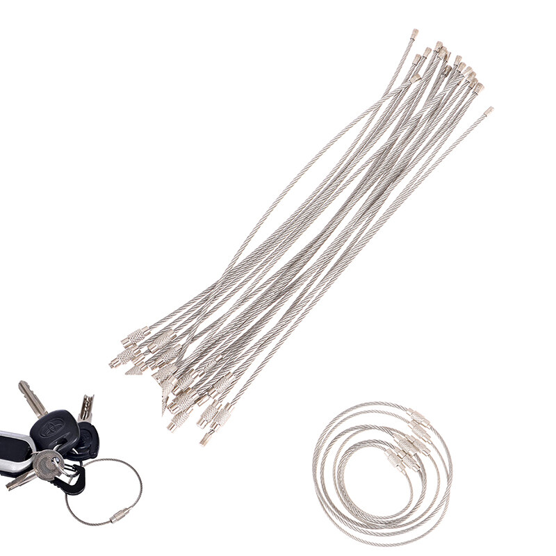 20Pcs Wire Rope Key Chain Stainless Steel Wire Keychain Carabiner Cable