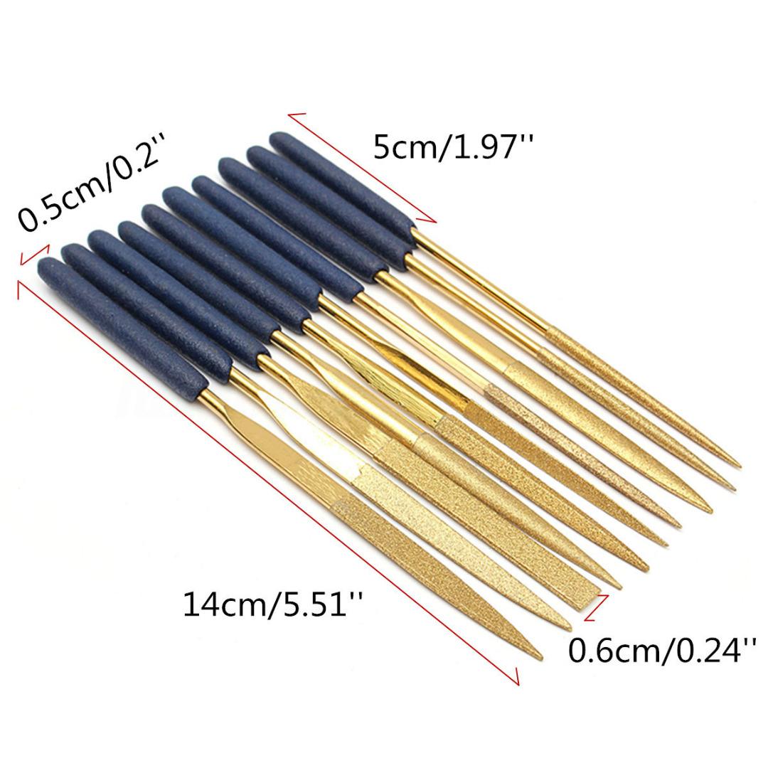 10Pcs Metal Titanium Diamond Coating Needle Flat File Set Working Craft Tools