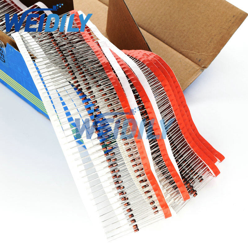 100pcs 1w zener diode do-41 3v3 3v9 4v3 4v7 5v1 5v6 6v2 7v5 8v2 9v1 10v 12v 13v 15v 18v 24v 30v 1n4733a 1n4742a 1n4728a