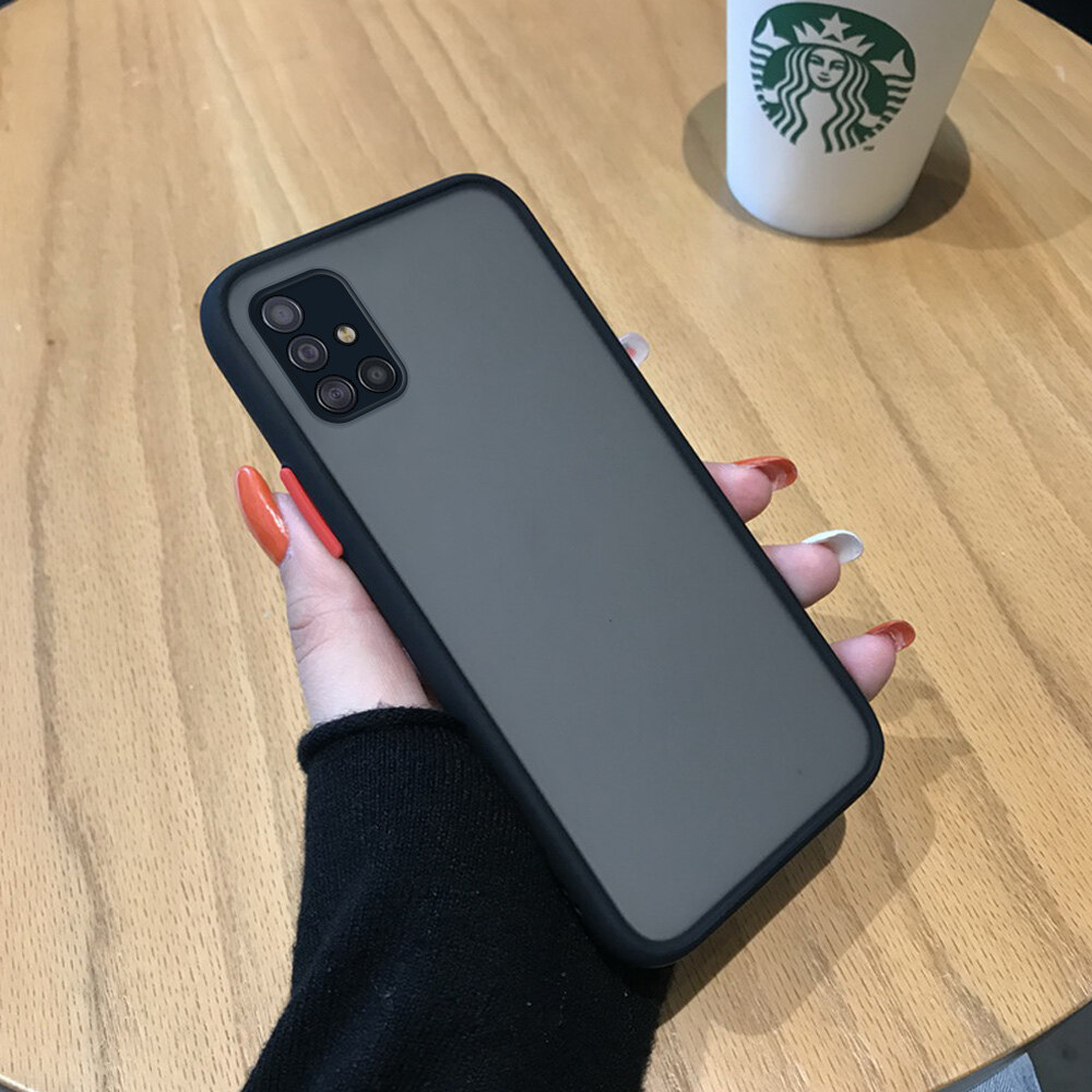 Hontinga Casing Case For Samsung Galaxy A71 A71 5G Case Ultra Thin Skin Feeling Frosted Hard Casing Back DIY Button Full Cover Case For Boys Girls Men Women