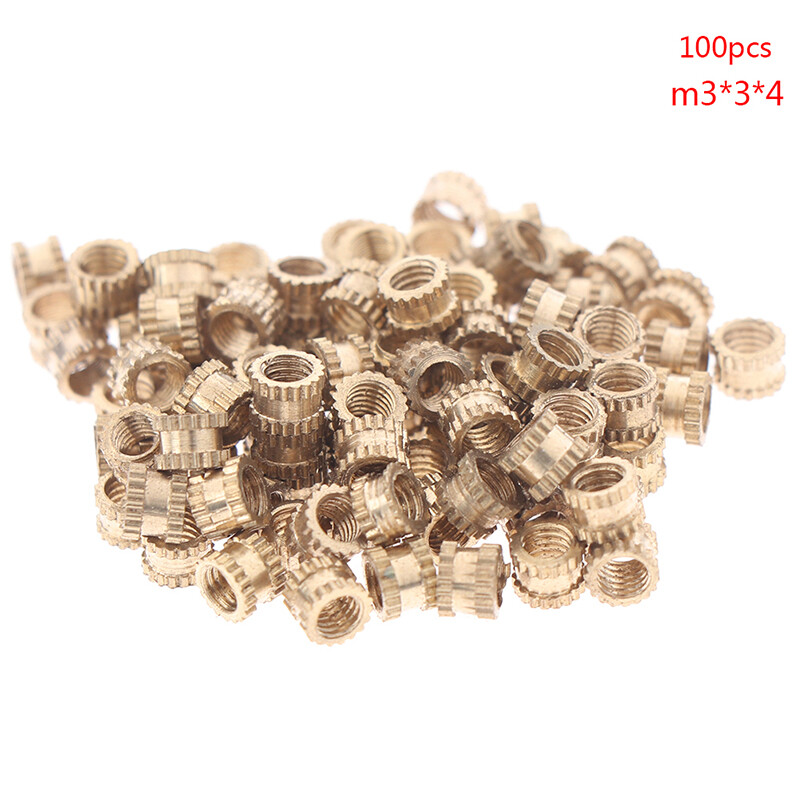 HITN 100pcs M3 nut Injection Molding Brass Knurled Thread Inserts Nuts