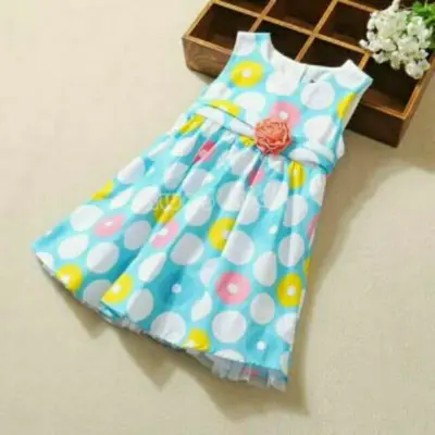 [ANGELBABYONLINESTORE] X201504-105 Girl Sleeveless Flower Cotton Dress (3y, 4y, 6y, 7y)