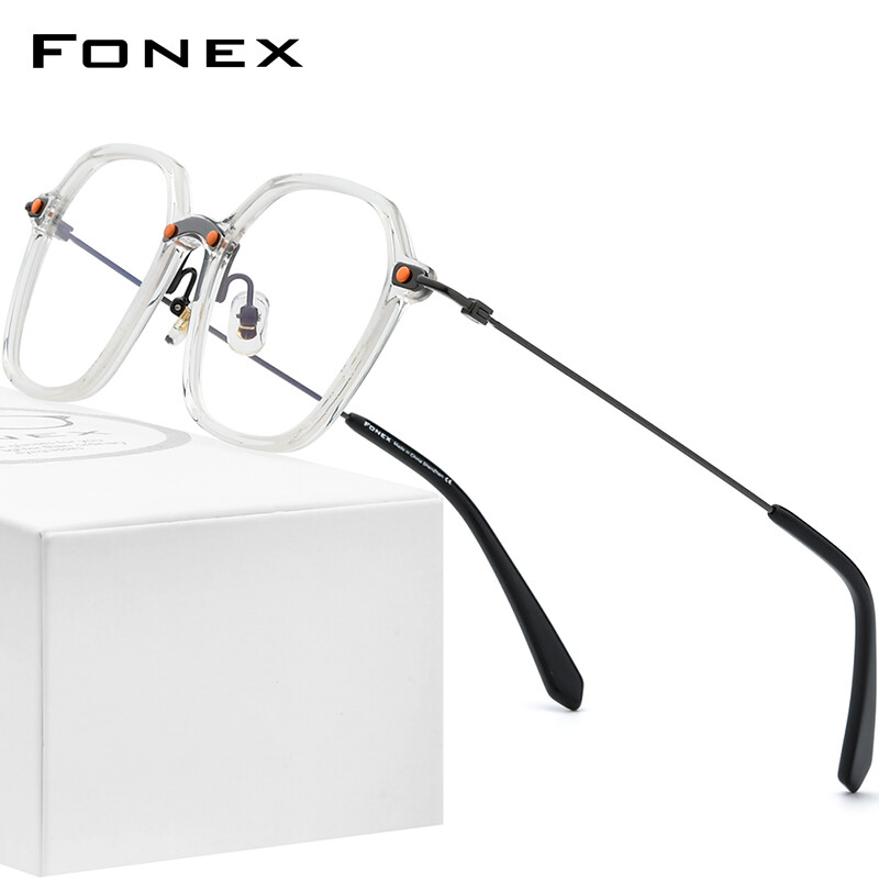 FONEX Acetate Titanium Glasses Frame Men 2022 New Retro Vintage Big Oversize Square  Eyeglasses Women Ultralight Optical Frames Spectacles Eyewear Japaness Korean Style F85679