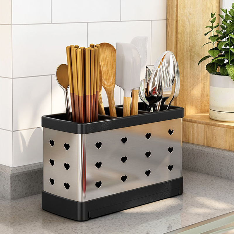 Ceramic Chopstick Holder With Drainage - Diamond Pattern Utensil Crock, Large Capacity Kitchen Organizer - View #7