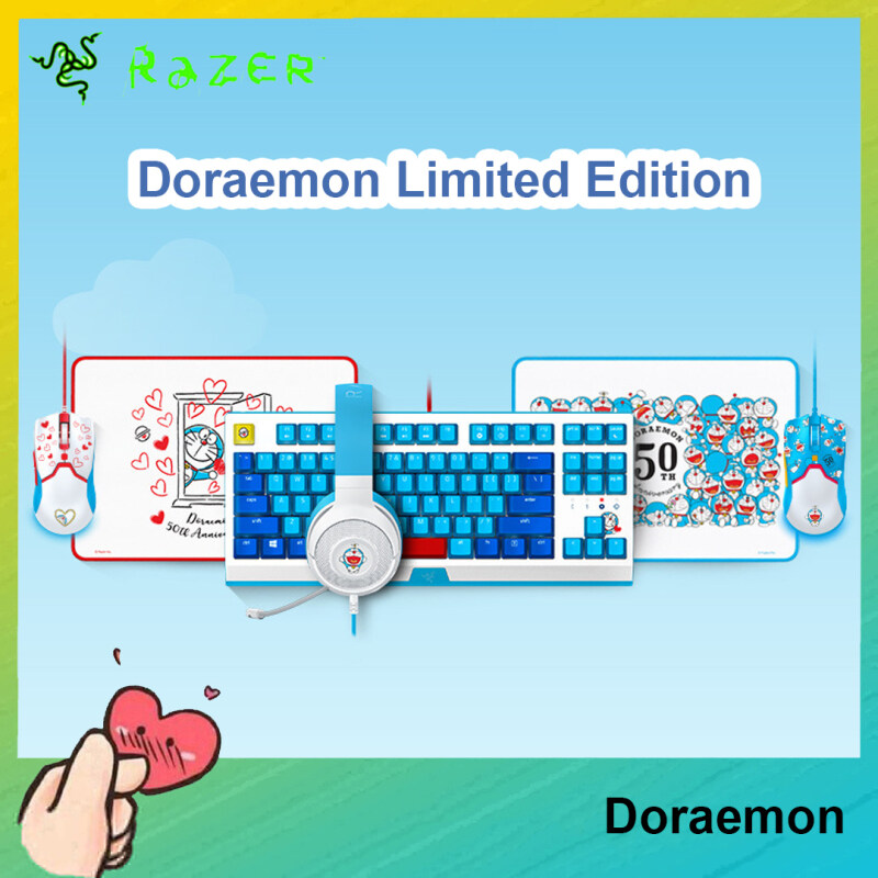 [Ready to Ship] Original Razer Doraemon Limited Edition Mouse & Mouse Pad Combos Keyboard Headset For PC Laptop Computer Singapore