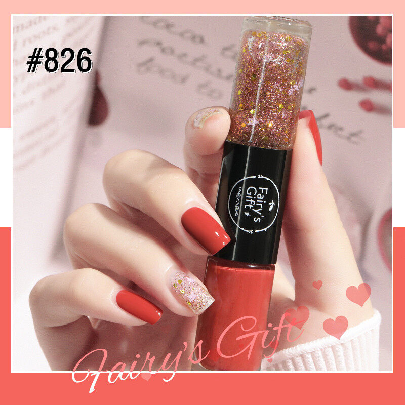 Double Head Pink Color Waterproof Nail Polish Keep Stay Long lasting Fashion Girl's Nail Polish N016