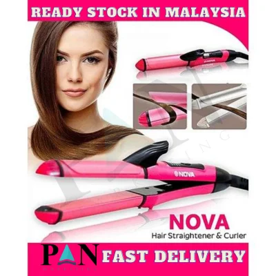 【READY STOCK】 NOVA 2 IN 1 HAIR BEAUTY SET HAIR STRAIGHTENING AND CURLER / FLAT IRON & CURLING IRON / STRAIGHT HAIR & CURL HAIR WITH NANO CERAMIC COATING REBORN AND CURLER HAIR 2和1卷发和直发器 (NHC-2009)