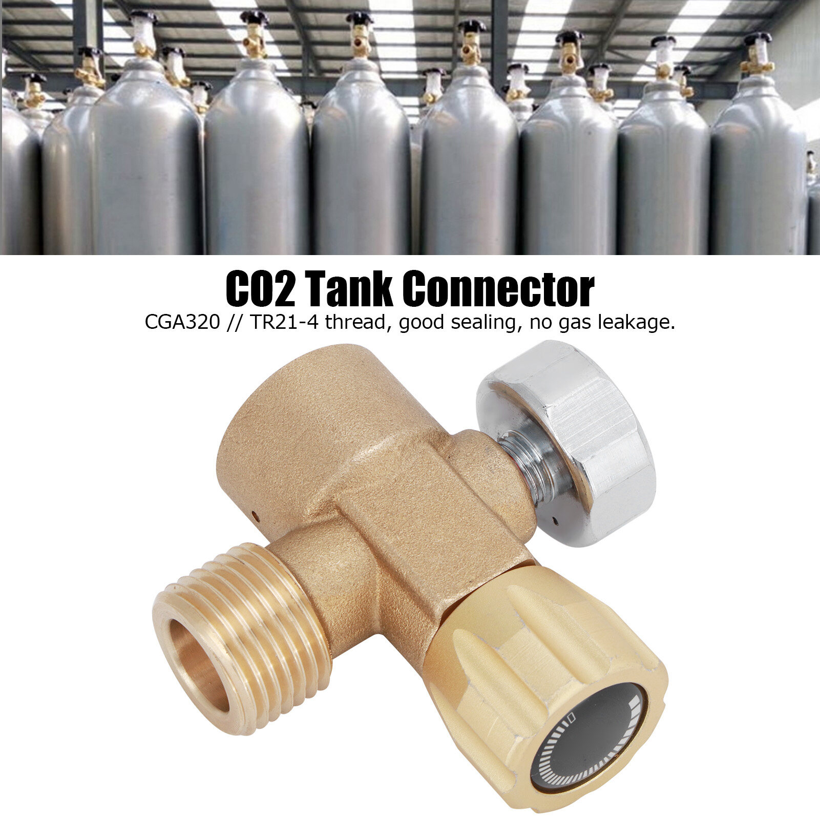 CO2กระบอก Refill อะแดปเตอร์ถังบรรจุ Connector ASA ที่มี CGA320 Joint 3000PSI เกจวัดความดัน