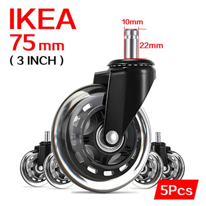 HEYMAN 5pcs IKEA Office Chair Caster Wheel Replacement 3 inch Heavy ...