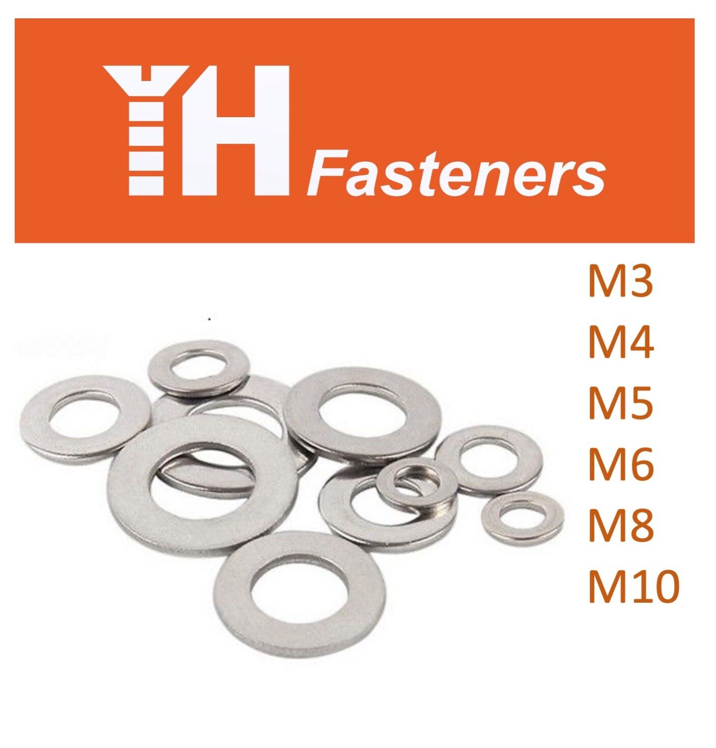 (10 pcs) M3 M4 M5 M6 M8 M10 Flat Washer DIN 125 A Stainless Steel AISI