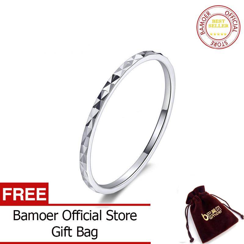 BAMOER Minimalist 925 Sterling Silver Slim Rings For Women Fashion Jewelry SCR586