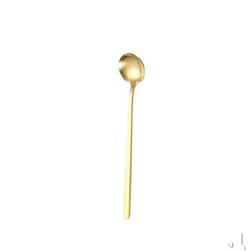 1Pcs Stainless Steel Small Round Spoons Latte Coffee Sundae Ice Cream Tea Cocoa Spoon Seasoning Dessert Cake Spoon