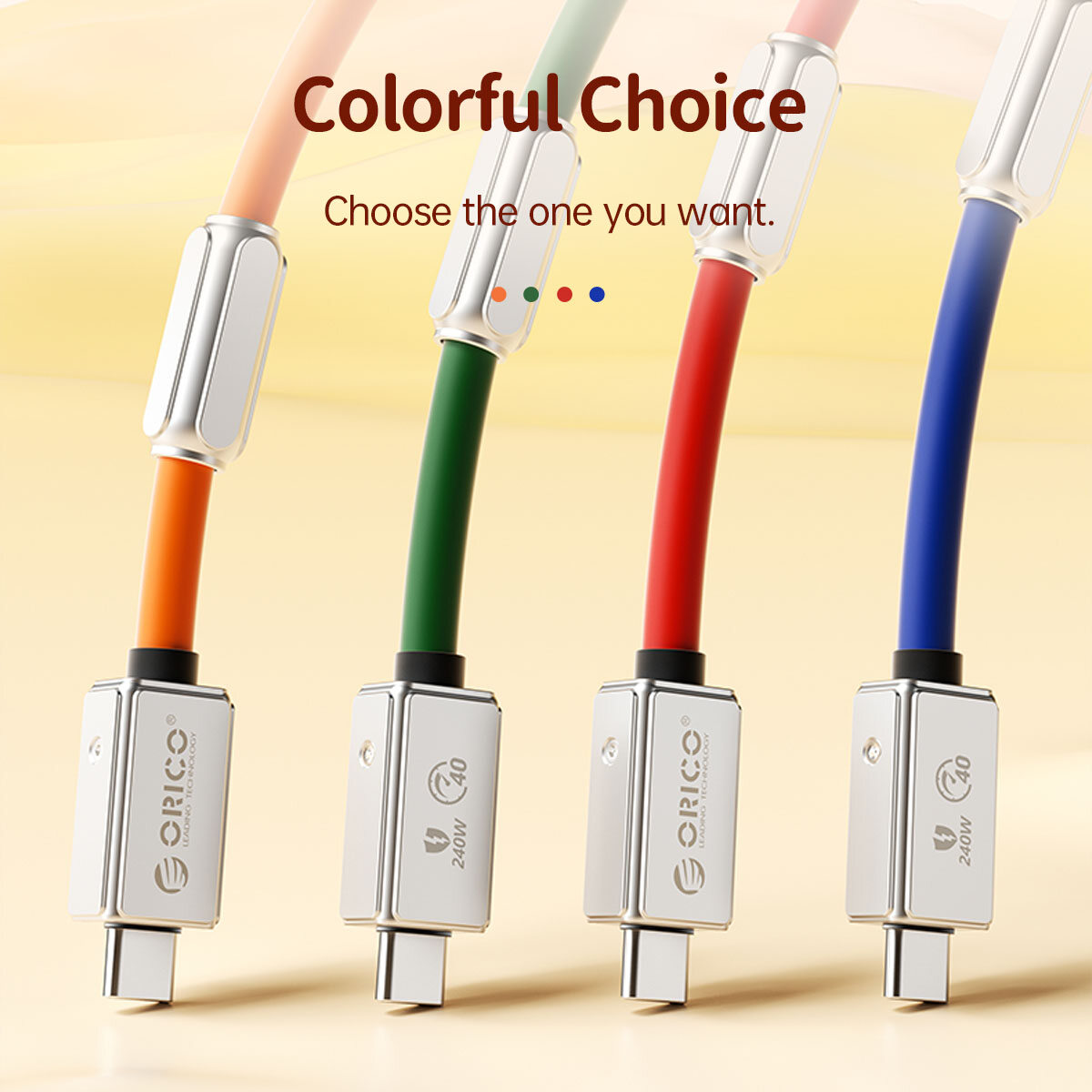 ORICO 40Gbps Cáp 2M, Hỗ Trợ 8K Hiển Thị/20Gbps Truyền Dữ Liệu/240W Sạc USB C Đến USB C Cáp, Cho Type-C MacBook, iPad Pro, Hub, Docking Station, và Nhiều Hơn Nữa-Đỏ/Xanh Dương/Xanh Lá Cây/Xanh Dương