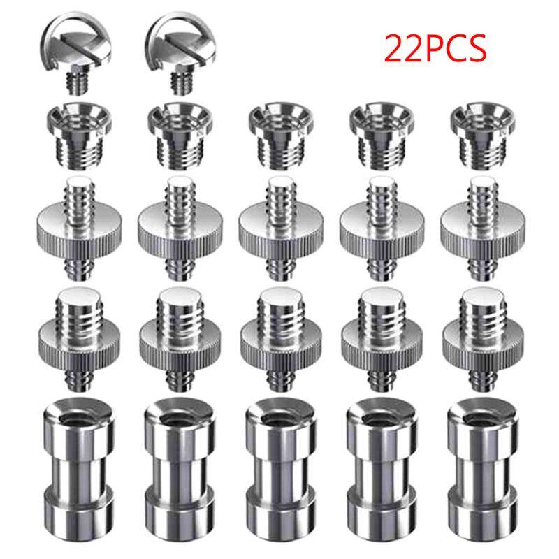 22/33 Cái/bộ Vít Có Ren Chuyển Đổi 1/4 3/8 Vít Ba Chân Bộ Chuyển Đổi Vít Gắn Chữ D Cho Máy Ảnh/Chân Máy Ảnh/Chân Máy Ảnh Đơn/Đầu Bi/Ánh Sáng