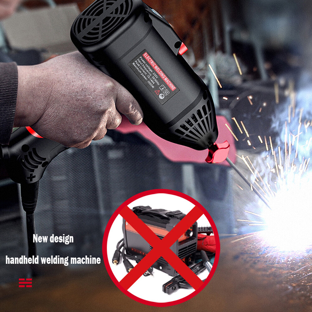 Smart Sensor 220 V 3000W Handheld Portable Electric Welding Machine Home Automatic Digital Intelligent Welding Machine Current Thrust Adjustment Knob Suitable for 2.5/3.2mm Electrode 2~14mm Welding Thickness