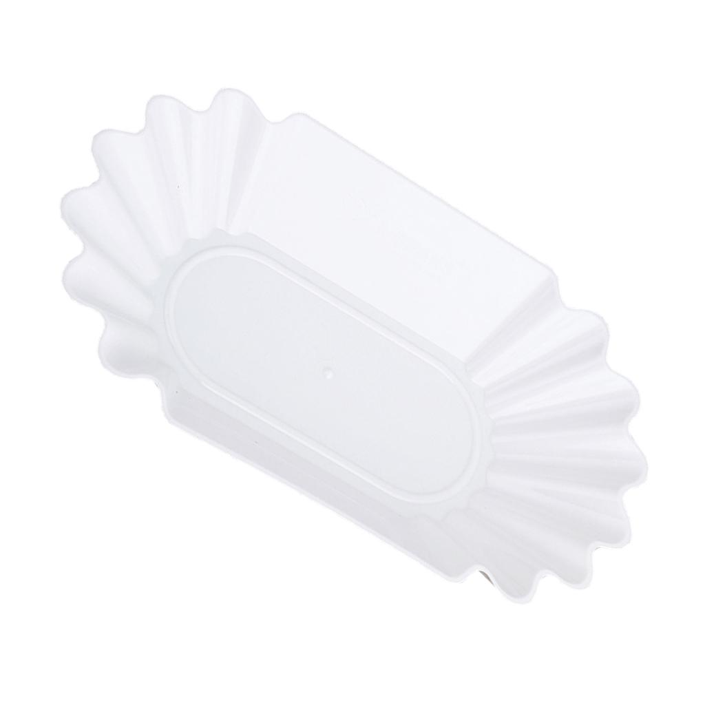 Baoblaze 6x Oval Plastic Plate Fruit Salad Snack Coffee Beans Tray White Serving Plate