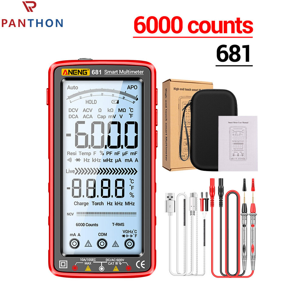 ANENG Rechargeable Digital Multimeter Color LCD Display 6000 Counts Ohmmeter Cap Ohm Hz Diode Voltage Tester