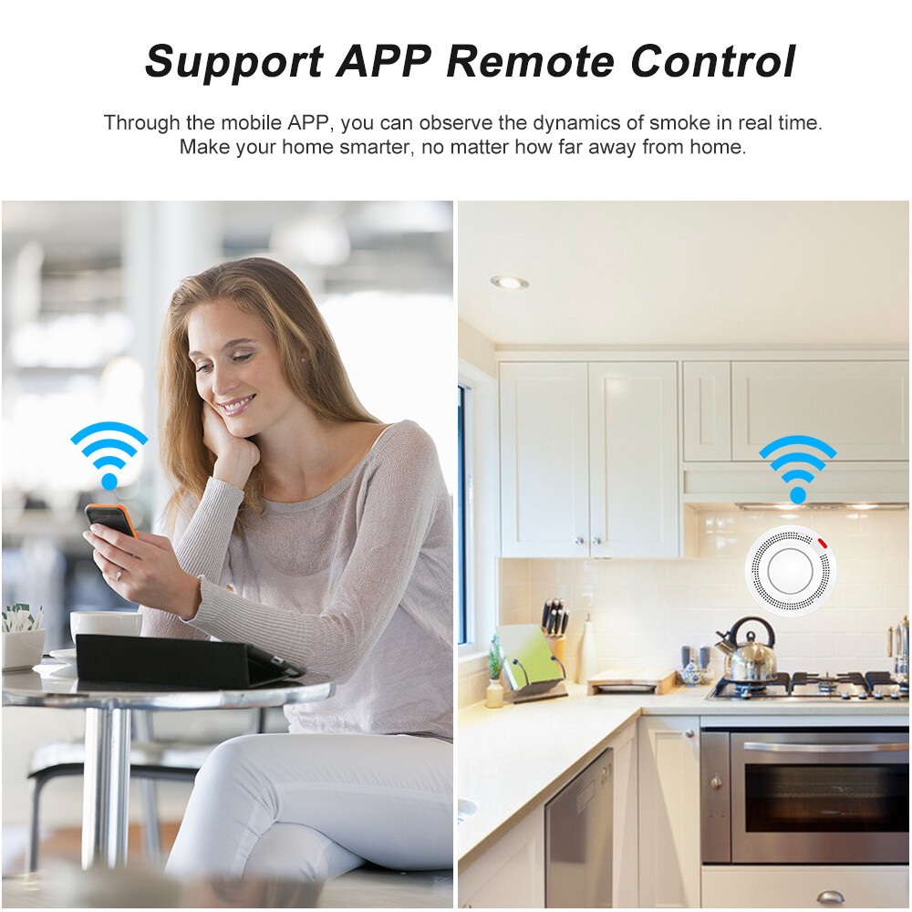 Thiết Bị Phát Hiện Khói Wifi Cảm Biến Báo Cháy Thông Minh Hệ Thống An Ninh Không Dây Smart Life Tuya Điều Khiển Bằng Ứng Dụng Nhà Thông Minh Cho Gia Đình Nhà Bếp/Cửa Hàng/Khách Sạn/Nhà Máy