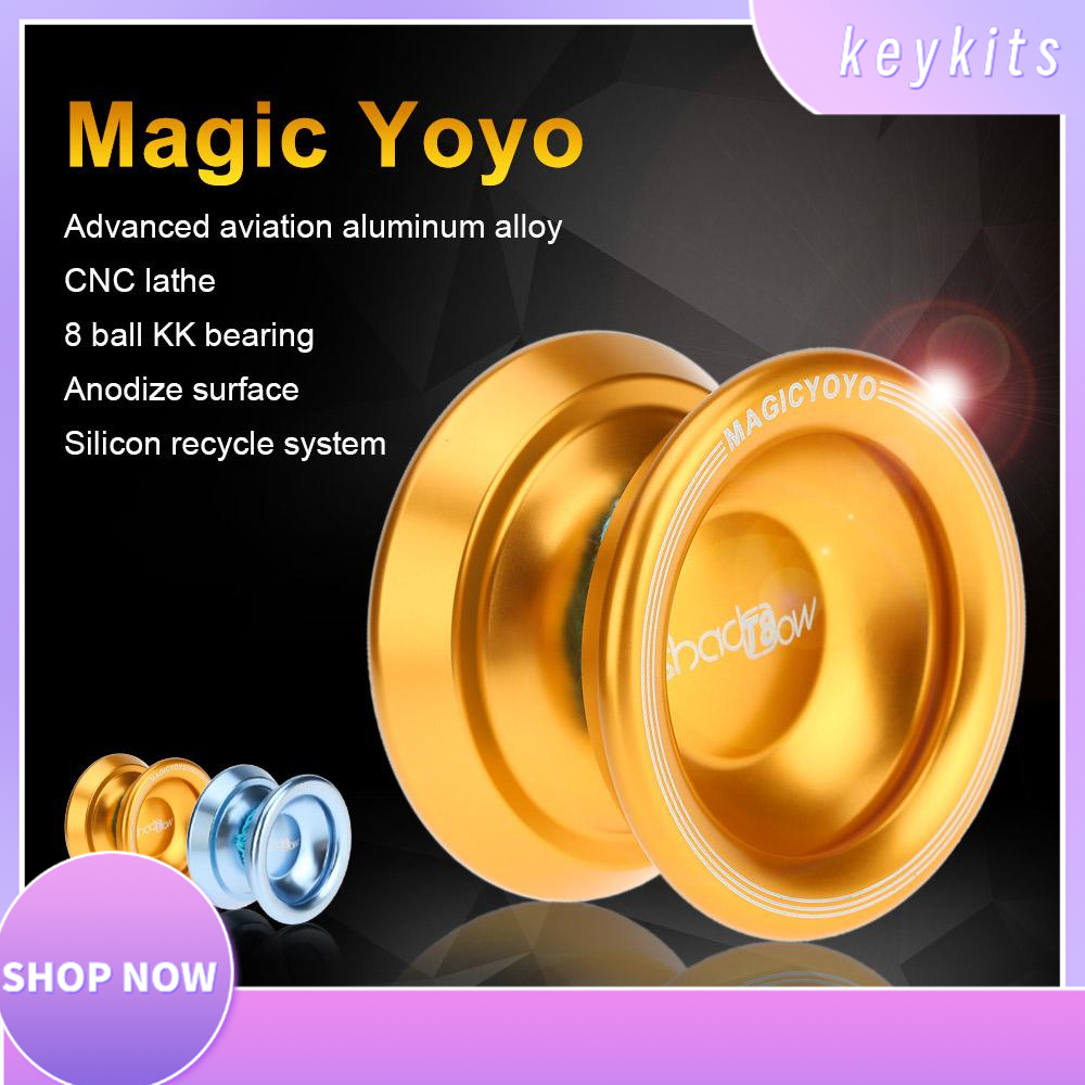 Professional Magic Yoyo T8 Aluminum Alloy Metal Yoyo 8 Ball KK Bearing with String for Kids Lake Blue