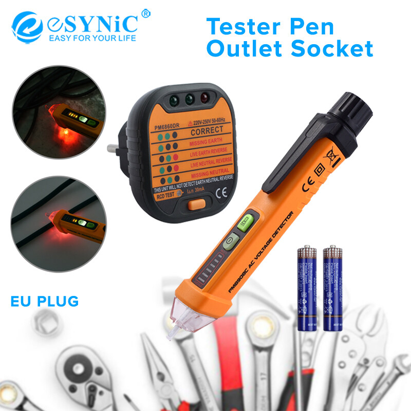 eSYNIC NonContact Voltage Tester Pen and Outlet Socket Tester kit with
