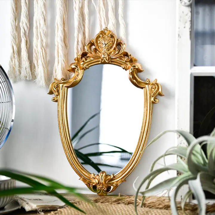 Prettyia Oval Mirror Baroque Style Decorative Mirrors For Wall Gold Vintage Decoration 12 2x8 66inch Lazada Singapore Prettyia Oval Mirror Baroque Style, Baroque Style Gold Mirror