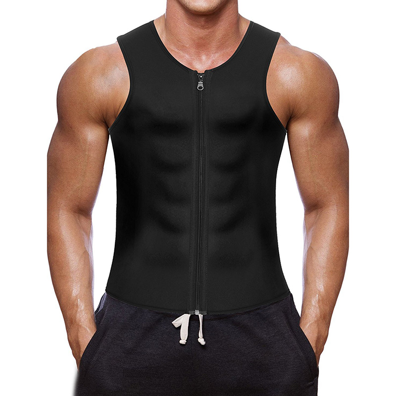 Fgvrgrt Men Sauna Sweat Suits Vest Body Shaper Waist Trainer Zipper Closure Tank Top Man Neoprene Sauna Sweat Vest Body Shaper Waist Trainer Sauna Sweat Suits Vest Compression Slimming Fitness