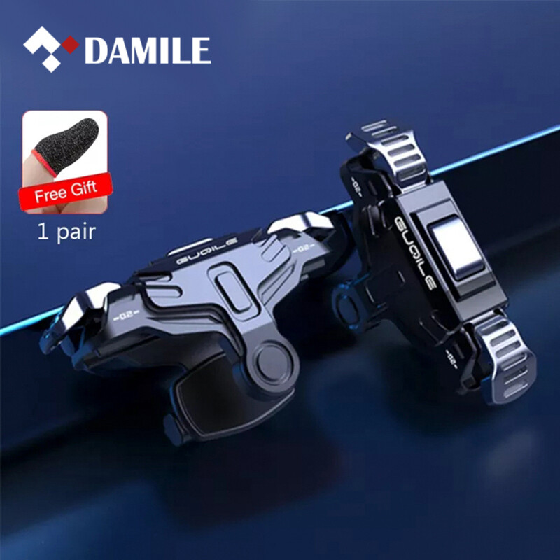 DAMILE Mobile Gaming Trigger Joystick for PUBG Mobile Gamepad Fire Button L1R1 Physical Mobile Game Controller Aim Buttons Gamepad Joysticks PUBG Fortnite Rules of Survival GT02
