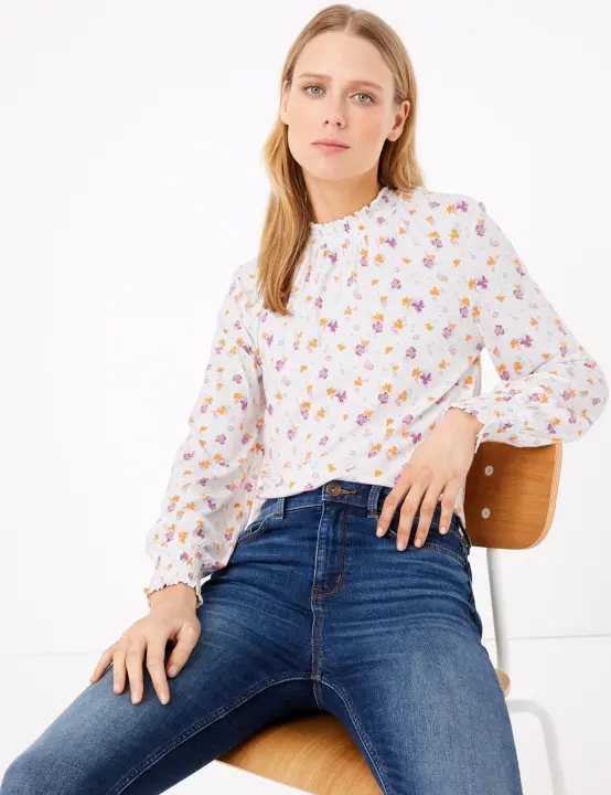 m&s polka dot blouse