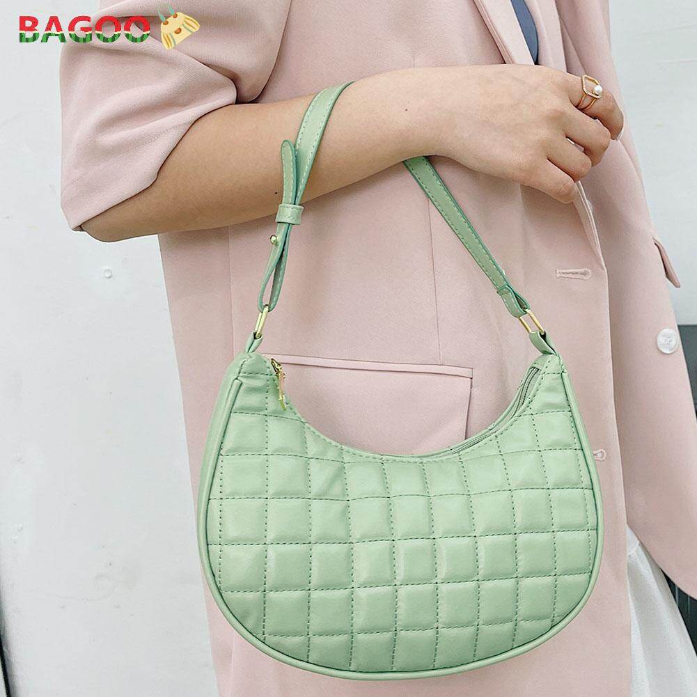 Star Lisa Recommendation Fashion Women Checker Pattern PU Leather Underarm Shoulder Bag Casual Ladies Pure Color Small Hobo Handbags Purse