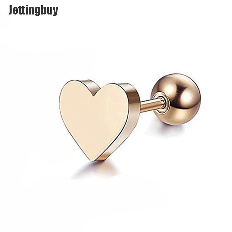 [Jettingbuy] Stainless Steel Love Heart  Ear Helix Cartilage Body Piercing Earrings Studs Black