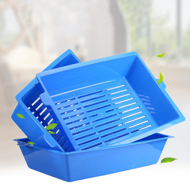 HATELI 3PCS Cat Toilet Litter Basin Without Scraping Pet Slacker Three layers of Circulating Sand Falling